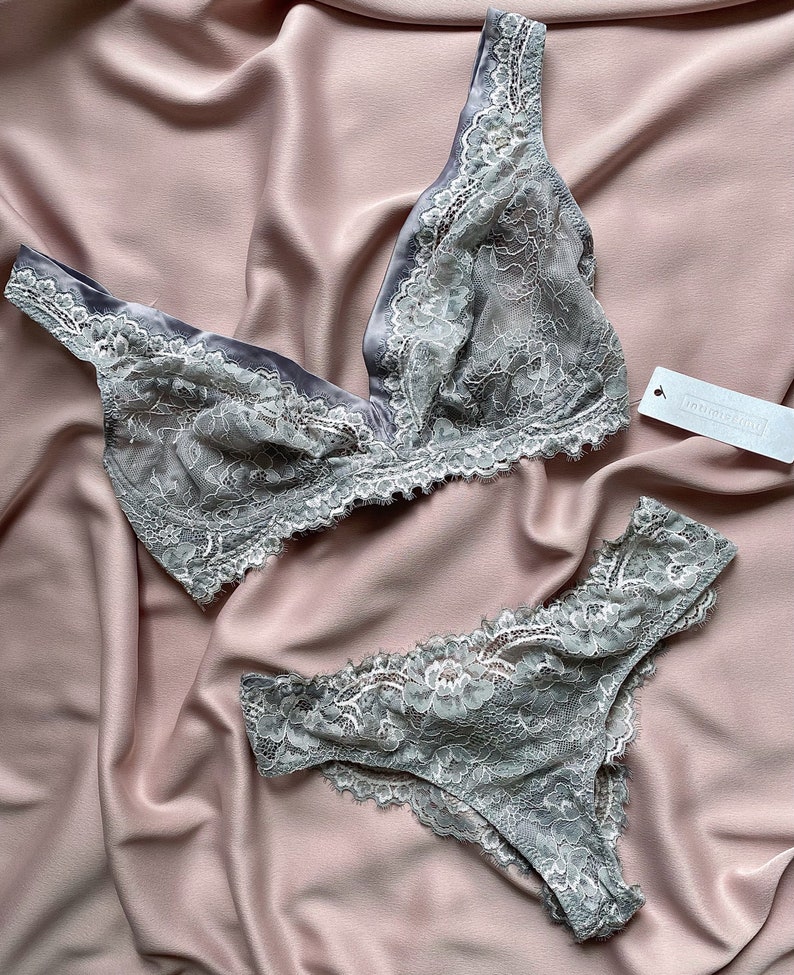 Lingerie Set INTIMISSIMI Bra EU75C USA/UK 34C Briefs S Gray Etsy