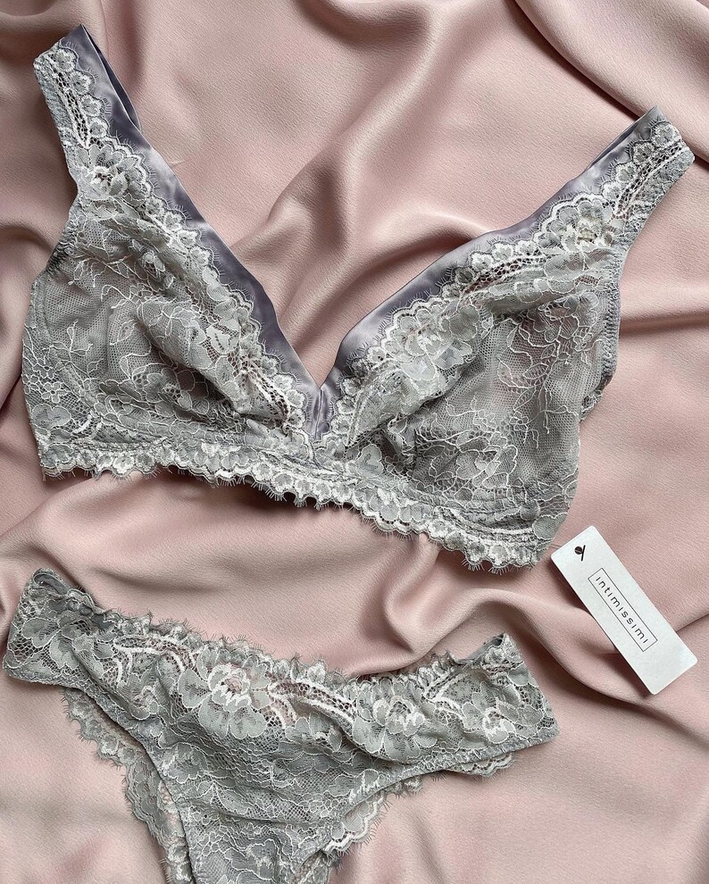 Lingerie Set INTIMISSIMI Bra EU75C USA/UK 34C Briefs S Gray Etsy