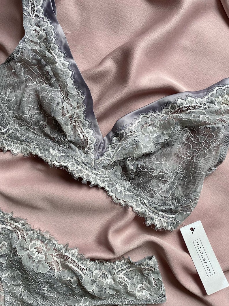 Lingerie Set INTIMISSIMI Bra EU75C USA/UK 34C Briefs S Gray Etsy