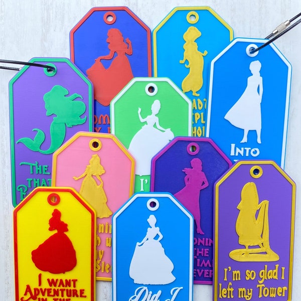 Personalized Princess Luggage Tags | Anna | Ariel | Aurora | Belle| Cinderella | Elsa | Jasmine | Rapunzel | Snow White | Tiana