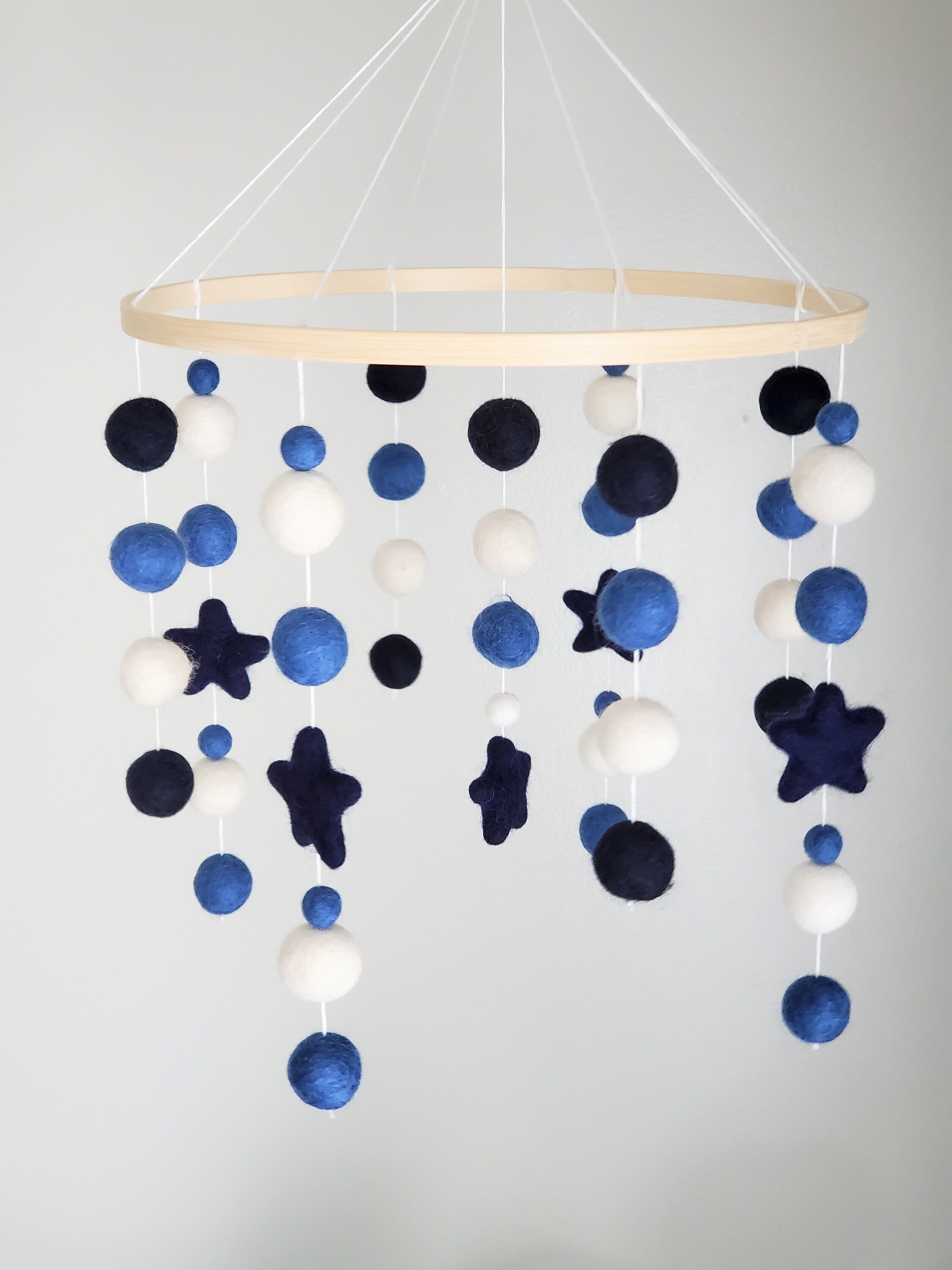 Star Mobile Baby Mobiles For Crib Felt Baby Mobile Blue Etsy