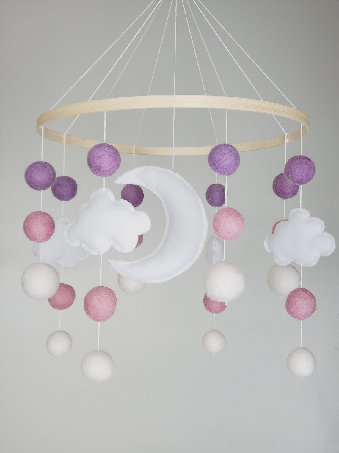 Moon Mobile Baby Mobiles For Crib Felt Baby Mobile Pink Etsy
