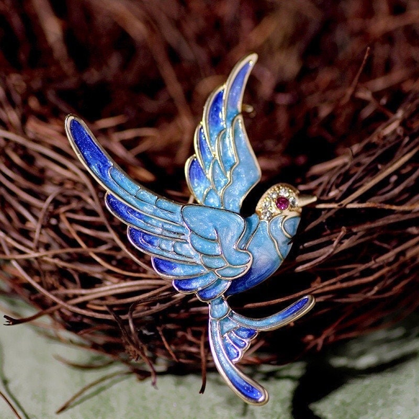 Vintage pin brooch Enamel Bird Brooch Sparkling pin on Etsy