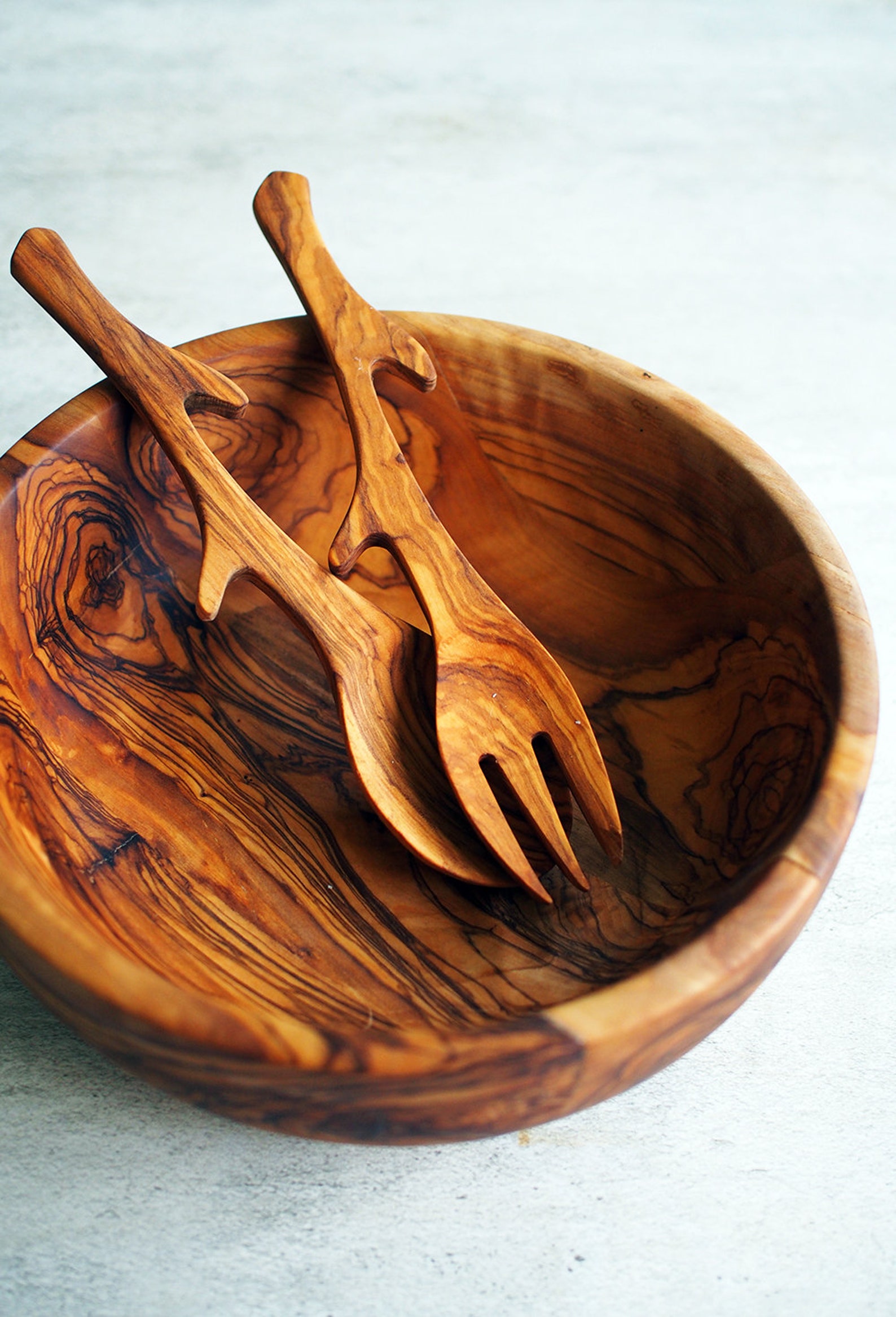 Wooden Salad Server Set Etsy