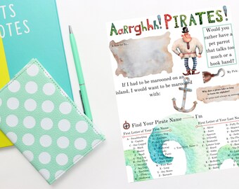 Pirate Pen Pal Kids Letter Writing Stationery Pen Pal Letter Printable Paper Digital Stationery Instant Download