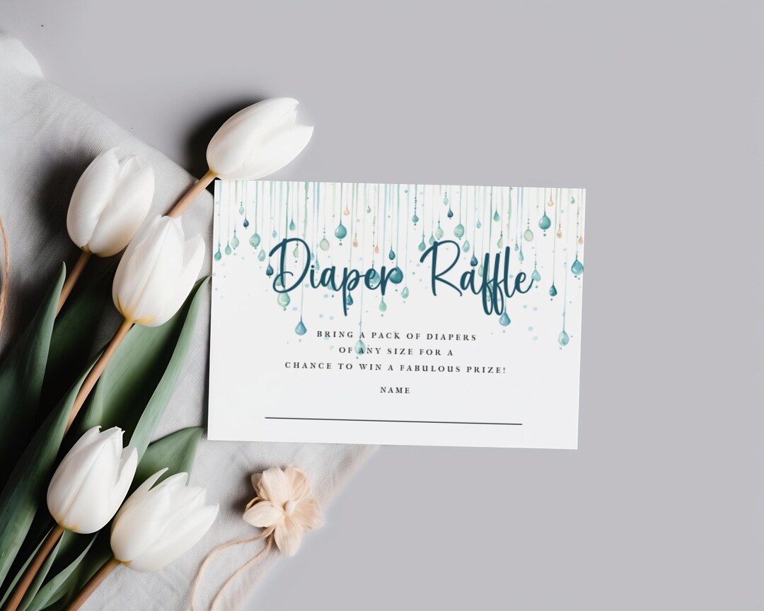 Spring Rain Diaper Raffle Card, April Showers Bring May Flowers Baby ...