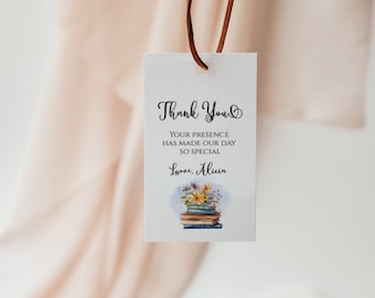 Storybook Baby Shower Gift Tags, New Chapter Begins Favor Tag, Vintage Books, Library Theme, Gender Neutral, Printable, Editable NC110