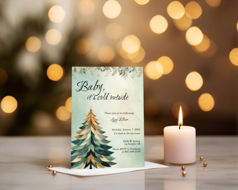Baby It's Cold Outside Baby Shower Invitation, Winter Invite, Gender