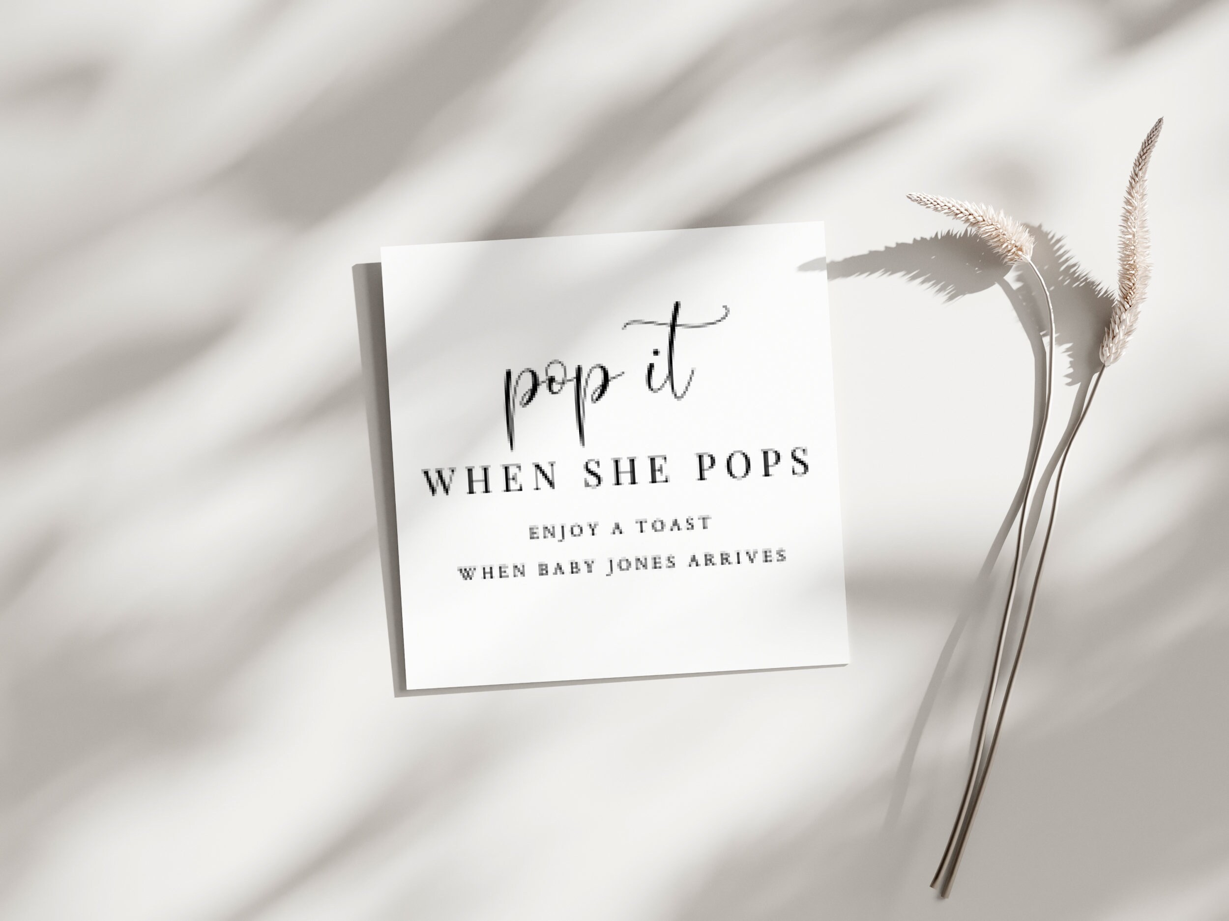 Pop and Cheer When Baby is Here Tag, Pop It When She Pops, Baby Shower ...