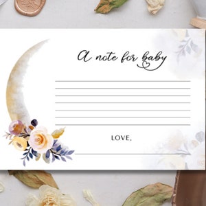 Carte de voeux de bébé sur la lune, prières pour bébé, mot à imprimer, souvenir de bébé, jeu de baby shower, téléchargement immédiat, bébé fille OM112