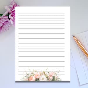 Papelería con motivos florales de jardín, 8,5 x 11, para escribir cartas de JW, papel para notas, papel rayado, papel imprimible, papelería digital, descarga instantánea GF112