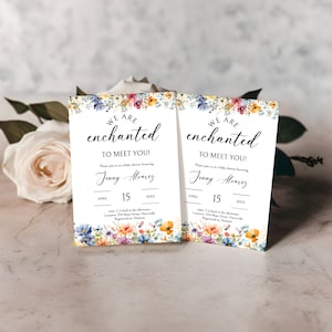 We Are Enchanted to Meet You Baby Shower Invitation, Wildflower Invite, Butterfly, Floral, Printable Template, Garden, EM110