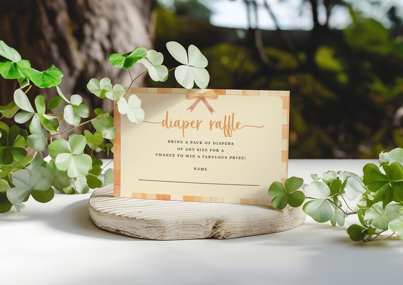 Diaper Raffle Ticket Template, Cutie Pie Baby Shower, Orange Gingham