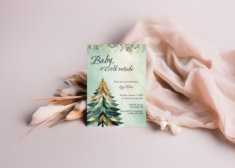 Baby It's Cold Outside Baby Shower Invitation, Winter Invite, Gender