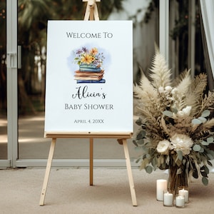 Story Book Baby Shower Welcome Sign, Storybook Baby Shower Ideas, A New Chapter, Library, Printable Poster, Editable Decorations, NC110