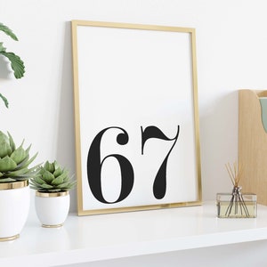 Number 67 Poster Printable Art Instant Download Printable | Etsy