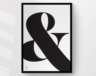 Ampersand Print | Typographic Print | Wall Decor Art | Monochrome Print | Black And White | Gallery Wall Art | A4, A5, A6 Print | UK