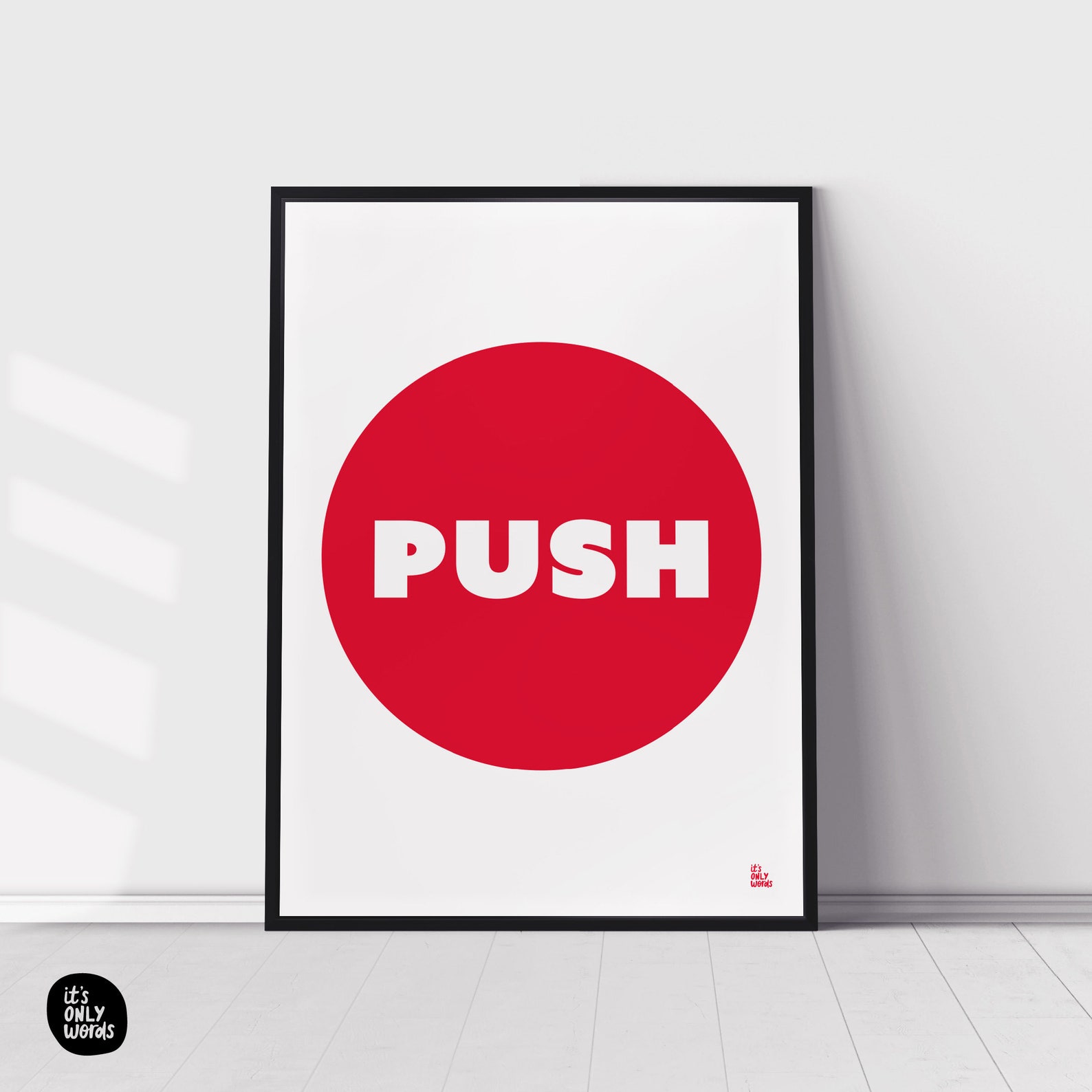 Don't Push the Button Print Text Art Print Humorous Etsy