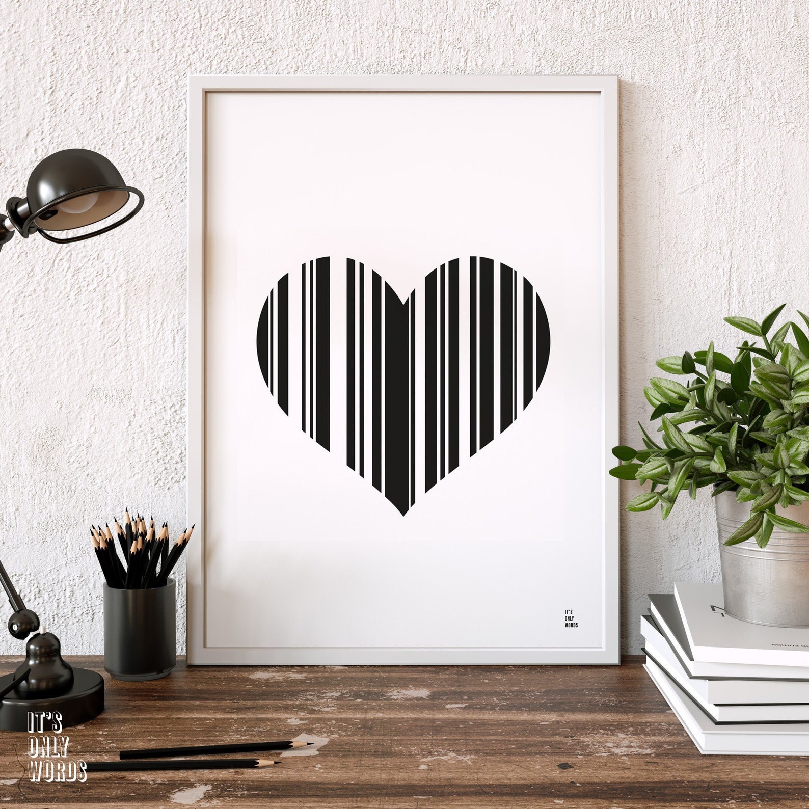 Black Heart Print Black and White Print Love Wall Art | Etsy