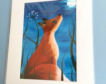 Giclee fine art print- 'moon gazing fox'