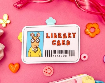 Arthur Library Card Inspired Sticker, Waterproof & Digitally illustrated.