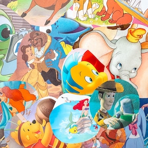 Découpes Disney de livres pour enfants vintage, 15 pièces - morceaux de papier magiques pour journaux, albums de coupures et décorations de fête, objets dispersés