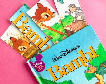 Bambi Upcycled Bookmarks, Double Sided, One of a Kind, Children's Books, Disney