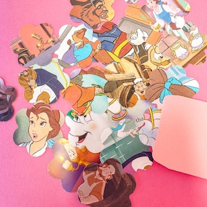 Confeti de La Bella y la Bestia - Dispersar - Decoración para fiestas - Set de papelería Disney de 40 piezas