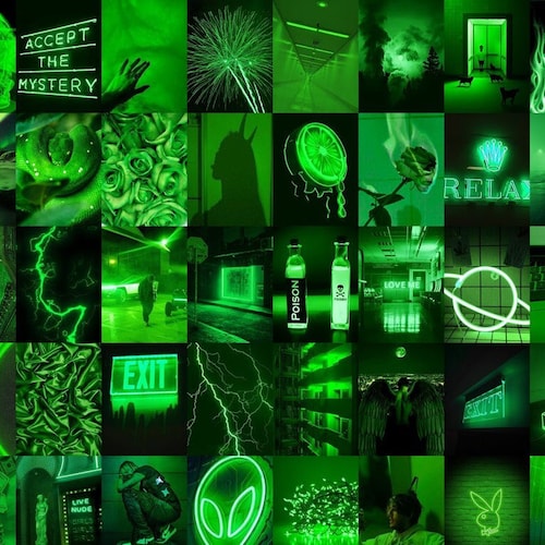 Neon Green Aesthetic Photo Wall Collage Kit | Etsy