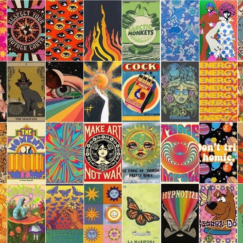 700 Hippie Digital Collage Kit Hippie Wall Collage 4x6 - Etsy