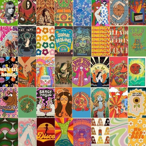 700 Hippie Digital Collage Kit Hippie Wall Collage 4x6 | Etsy UK