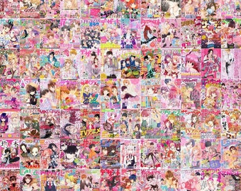 600 Pink Anime Shoujo Magazine Covers Digital Collage Kit Etsy