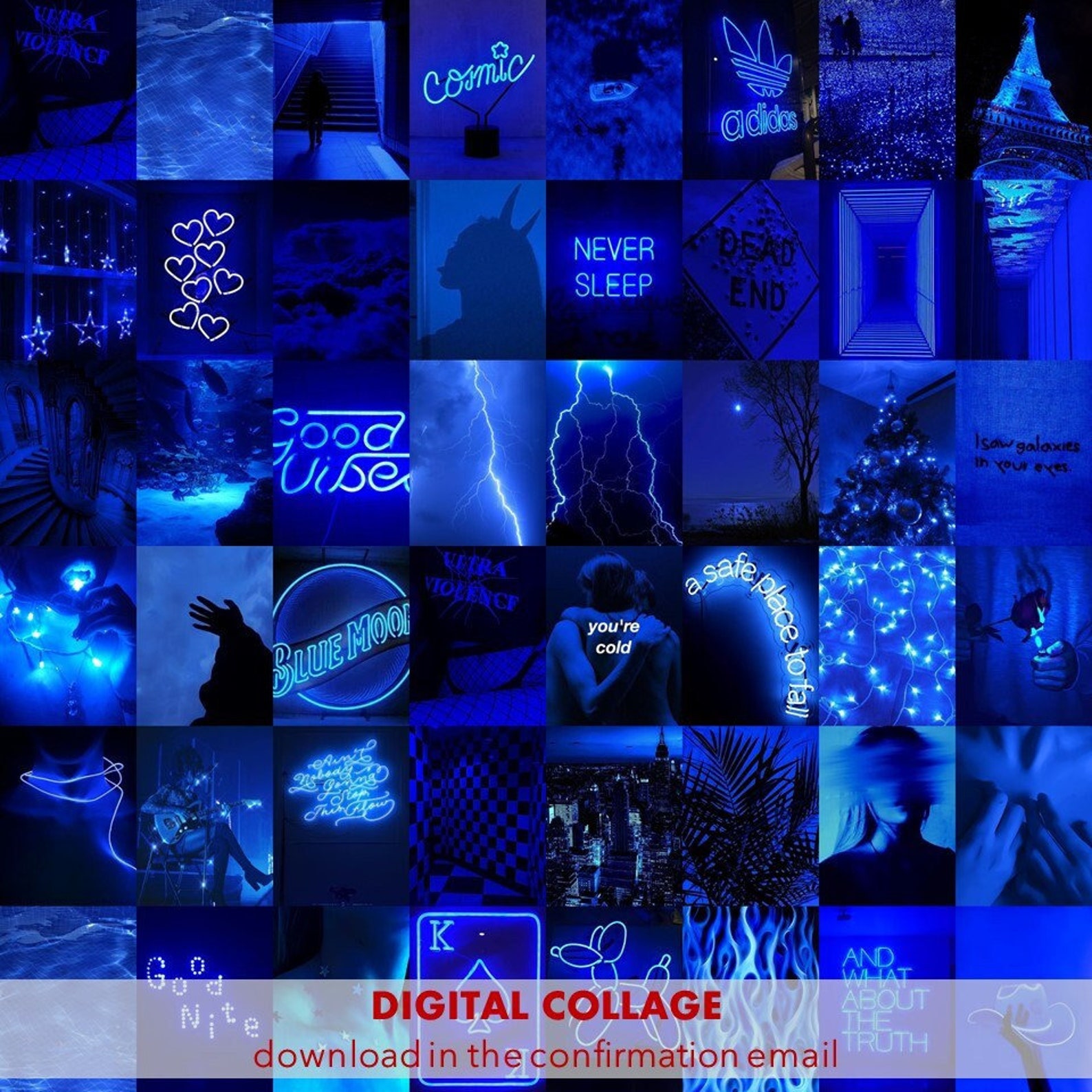 150 Blue Aesthetic Digital Collage Kit Dark Blue Wall | Etsy