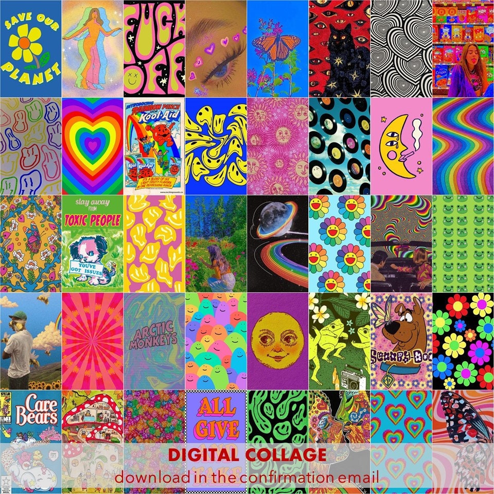 120 Indie Kid Digital Collage Kit Indie Wall Collage Etsy