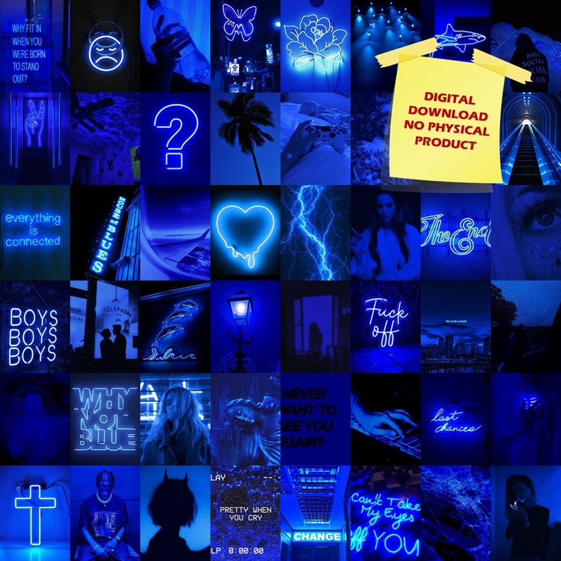 150 Blue Aesthetic Digital Collage Kit Dark Blue Wall | Etsy