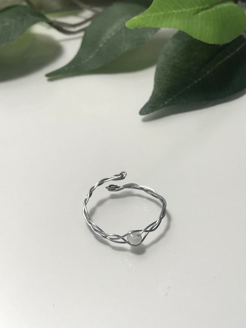 Gemstone Rings Handmade Ring Silver Rings Adjustable Ring Silver Wire Ring Braided Ring Wire Jewelry