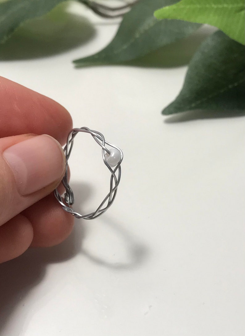 Gemstone Rings Handmade Ring Silver Rings Adjustable Ring Silver Wire Ring Braided Ring Wire Jewelry