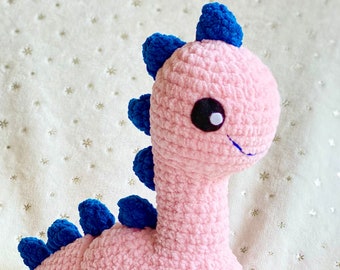 HANDMADE VELVET Dino the Dinosaur - Crochet Amigurumi – Cute Soft Velvet Dinosaur – 10,23 inches 26 cm