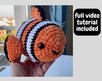 PDF PATTERN Crochet The Clown Fish with Included Video Tutorial GIFT