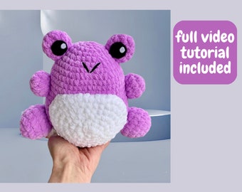 Fluffy Velvet Frog Crochet Pattern: Squishy Plushie (PDF Tutorial)