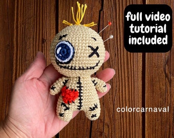 Amigurumi  Valentine’s Voodoo Doll crochet pattern. Horror doll. Kawaii version.