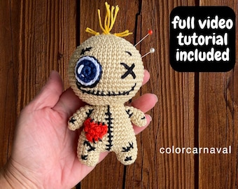 Amigurumi Voodoo Doll crochet pattern. Horror doll. Kawaii version. Gift