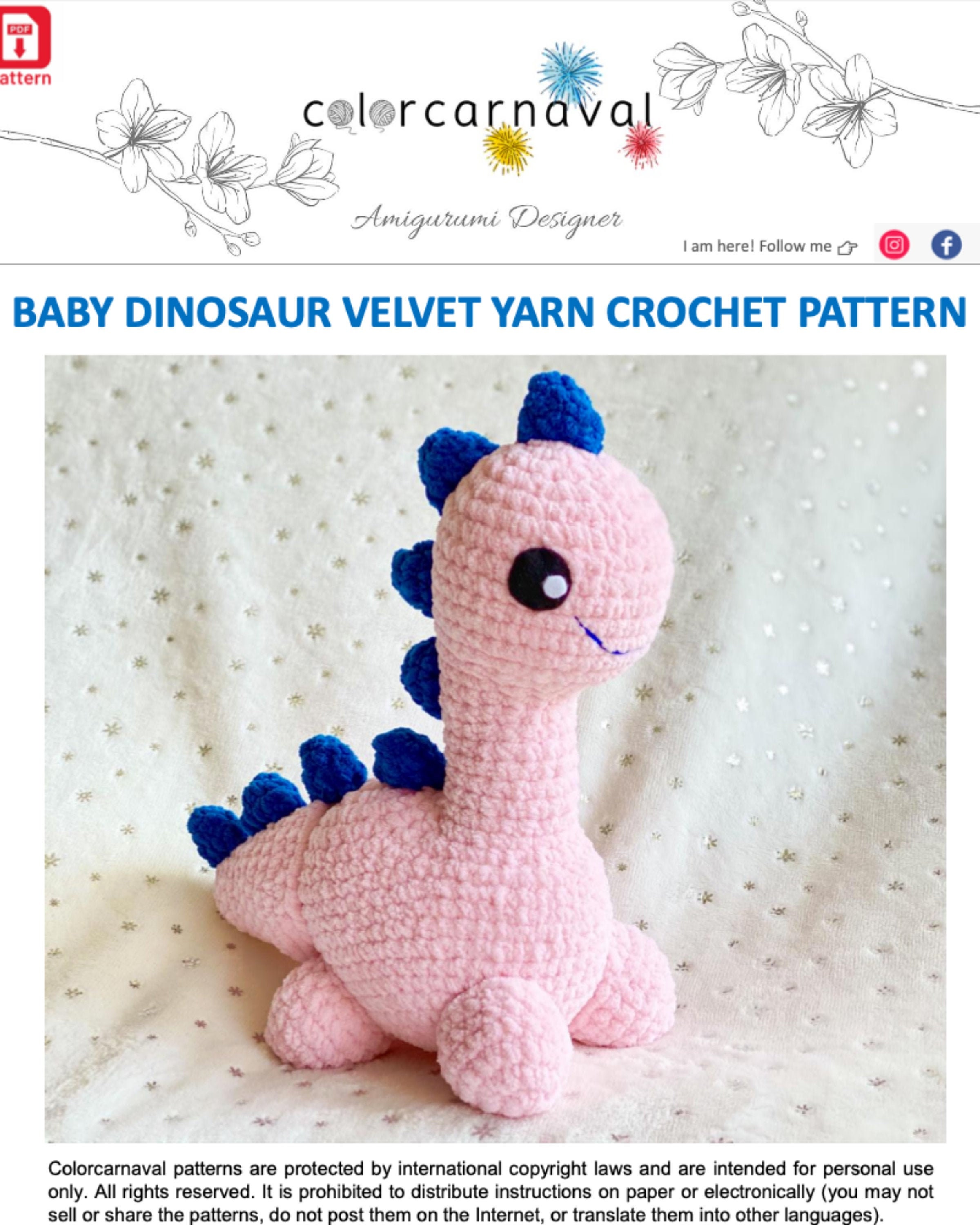 PATRON Bebé dinosaurio Crochet Tejer terciopelo hilado - Etsy México PATRON Bebé dinosaurio Crochet Tejer terciopelo hilado - Etsy México