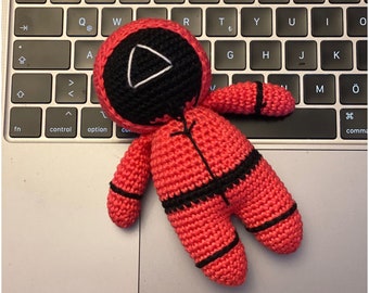 Crochet Squid Game Pink Soldier Pattern: Amigurumi PDF (Instant Download)