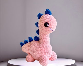 PATTERN Baby Dinosaur Crochet - VELVET Yarn Amigurumi 26cm - PDF tutorial English - Bronto the Dinosaur, Brontosaurus, Dino