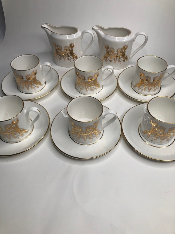 Royal crown Duchy Coffee set with golden cherubs fine bone | Etsy