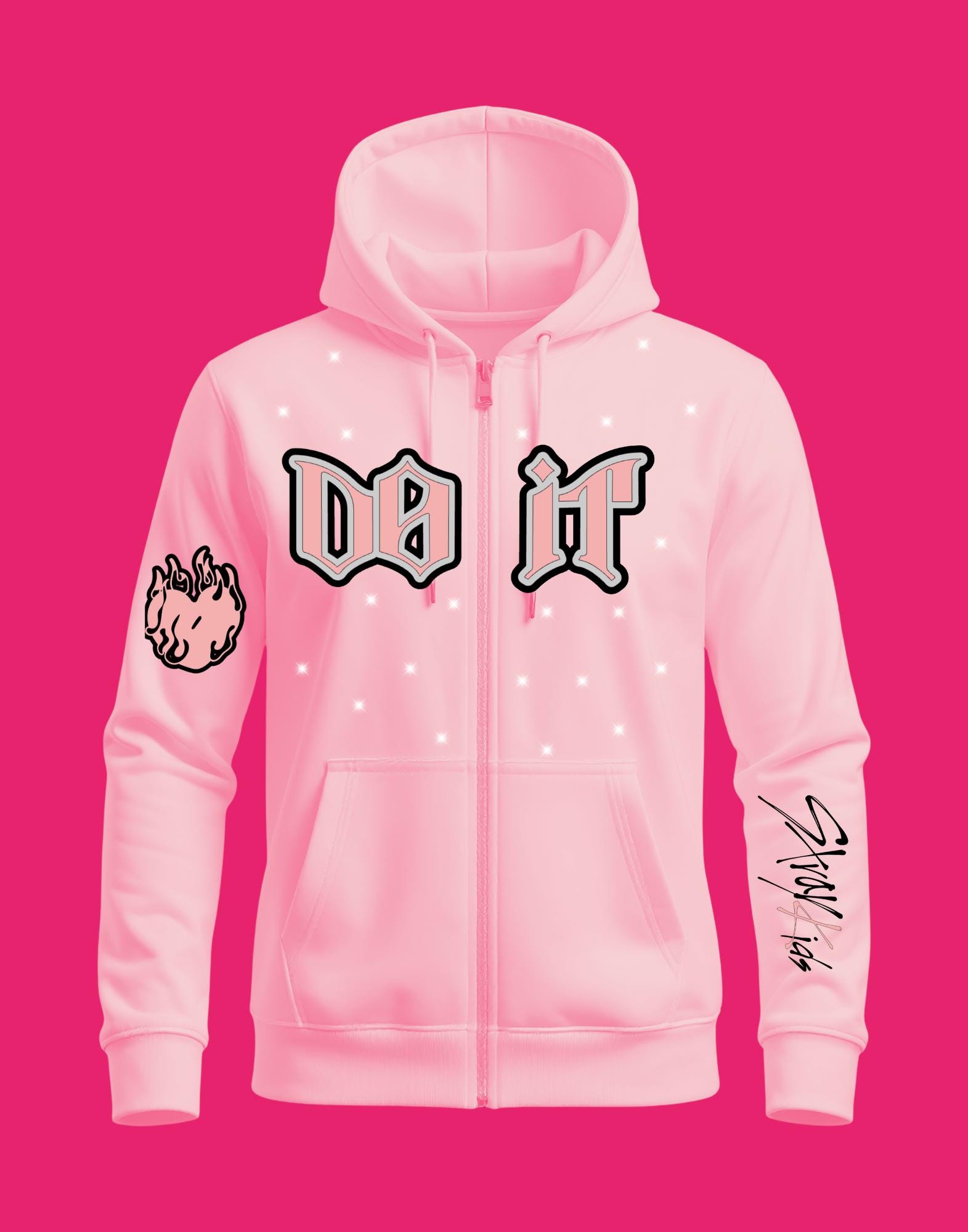 Stray Kids Rhinestone Zip up Hoodie | DO IT Inspired K-pop Hoodie