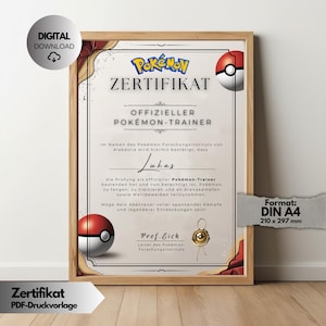Zertifikat | Trainer – Urkunde | Druckbare Datei, Digitaler Download | Geschenk für Fans & Gamer, Motto Party für Kindergeburtstag, Deko