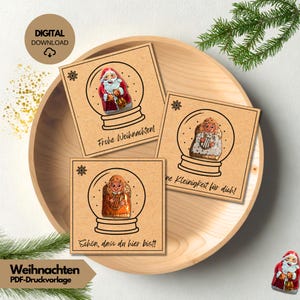 St. Nicholas' Day Gift | PDF Printable Table Decoration Paper | Guest Gift for Colleagues, Friends, and Family | Craft Idea: Glass Ball Chocolate