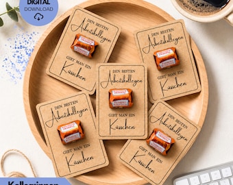 Gift for colleagues PDF printable template with kisses | Colleague gift for the office | Small thank you gift for employees | Instant download DIN A4